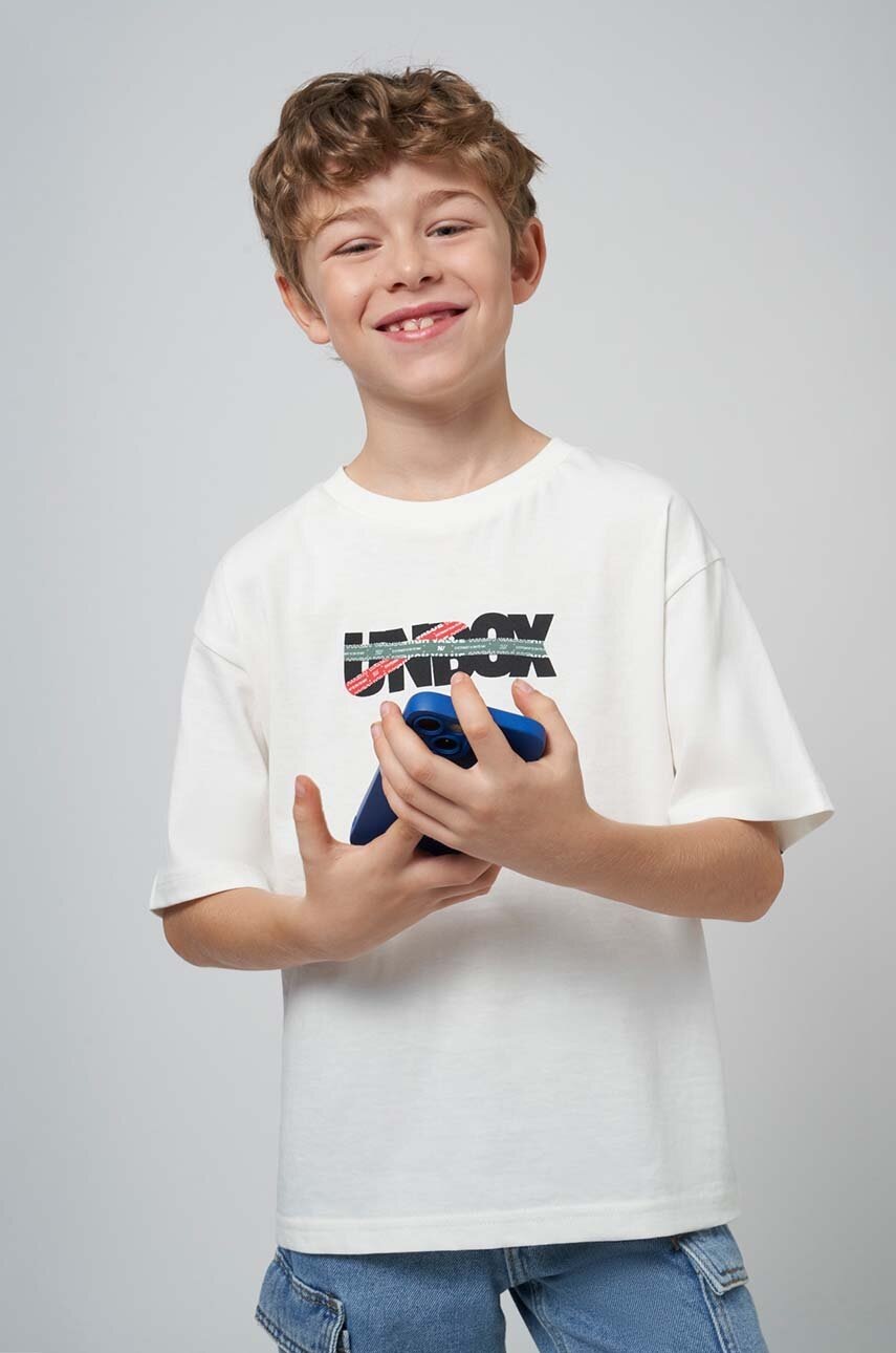Mayoral tricou de bumbac pentru copii culoarea bej, cu imprimeu