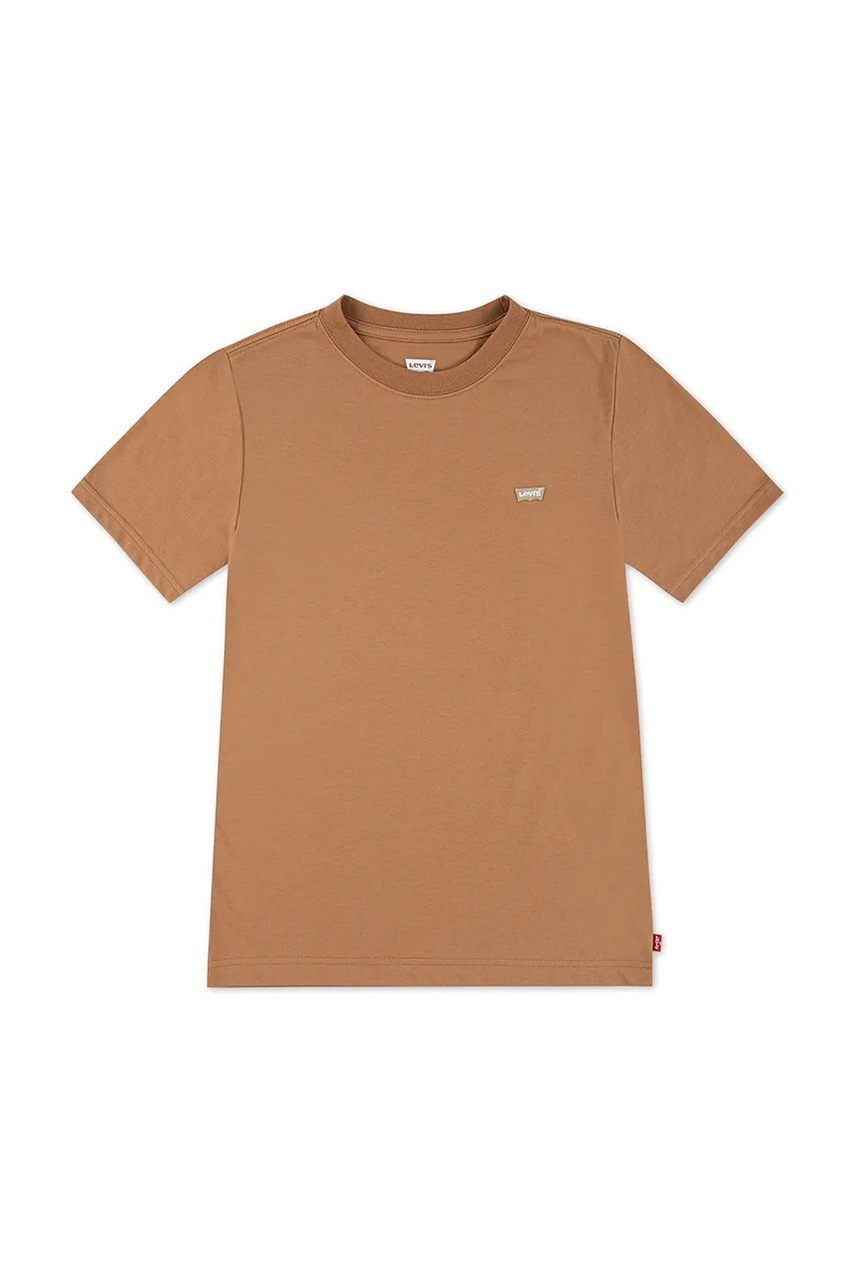Levně Dětské bavlněné tričko Levi's LVB BATWING CHEST HIT hnědá barva, 9EA100