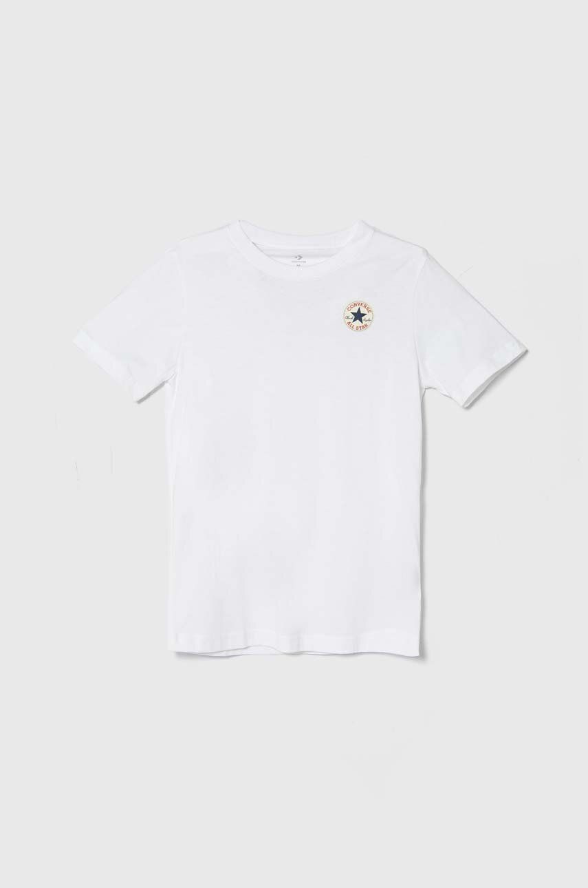Converse tricou de bumbac pentru copii culoarea alb, cu imprimeu