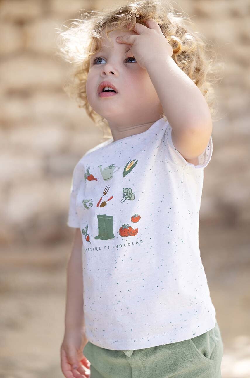 Tartine et Chocolat tricou bebe culoarea alb, cu imprimeu