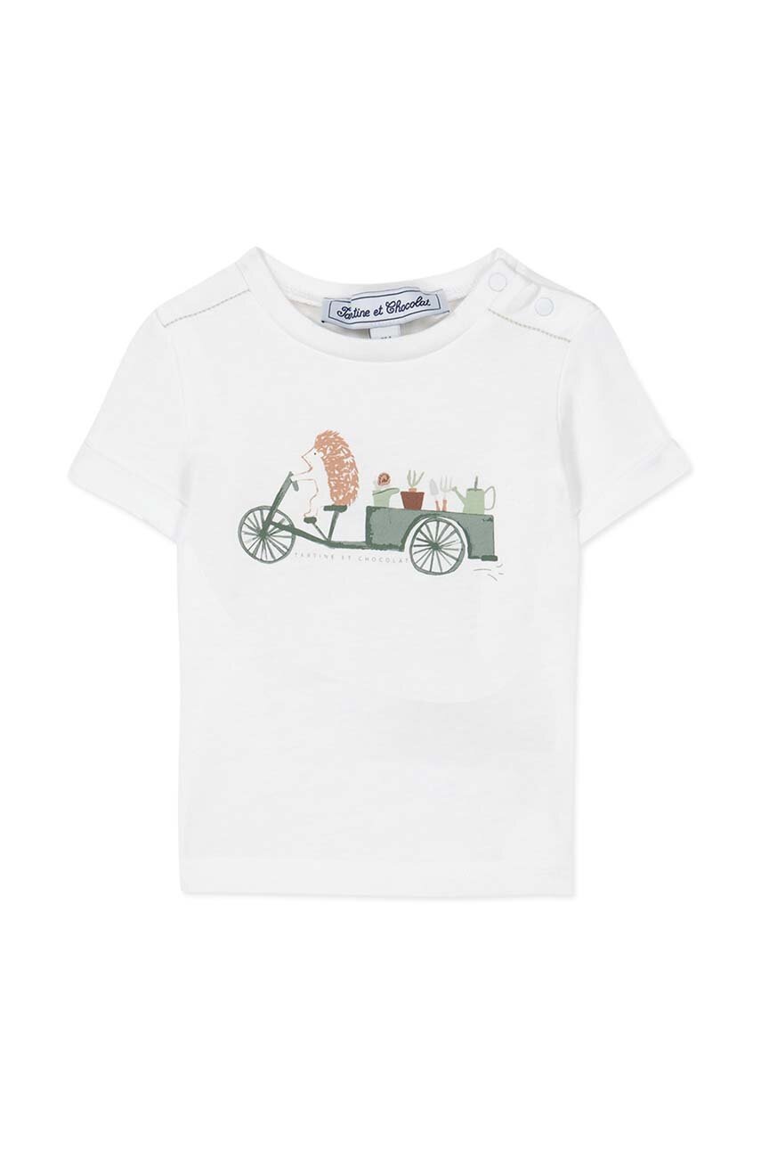 Tartine et Chocolat tricou din bumbac pentru bebelusi culoarea verde, cu imprimeu