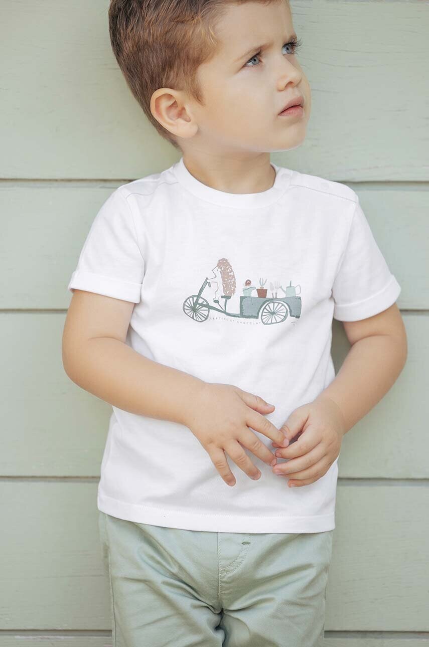Tartine et Chocolat tricou din bumbac pentru bebelusi culoarea verde, cu imprimeu