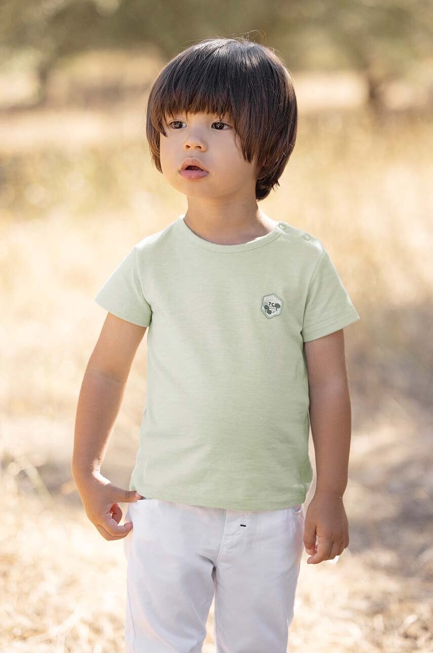 Tartine et Chocolat tricou din bumbac pentru bebelusi culoarea verde, modelator