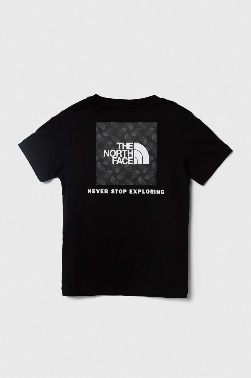 Детская хлопковая футболка The North Face REDBOX TEE (BACK BOX GRAPHIC) цвет чёрный с принтом