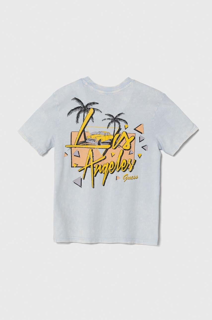 Дитяча бавовняна футболка Guess з принтом Дитяча бавовняна футболка Guess з принтом