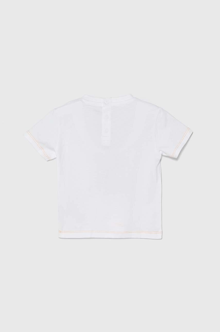 Детская хлопковая футболка Guess цвет белый с принтом