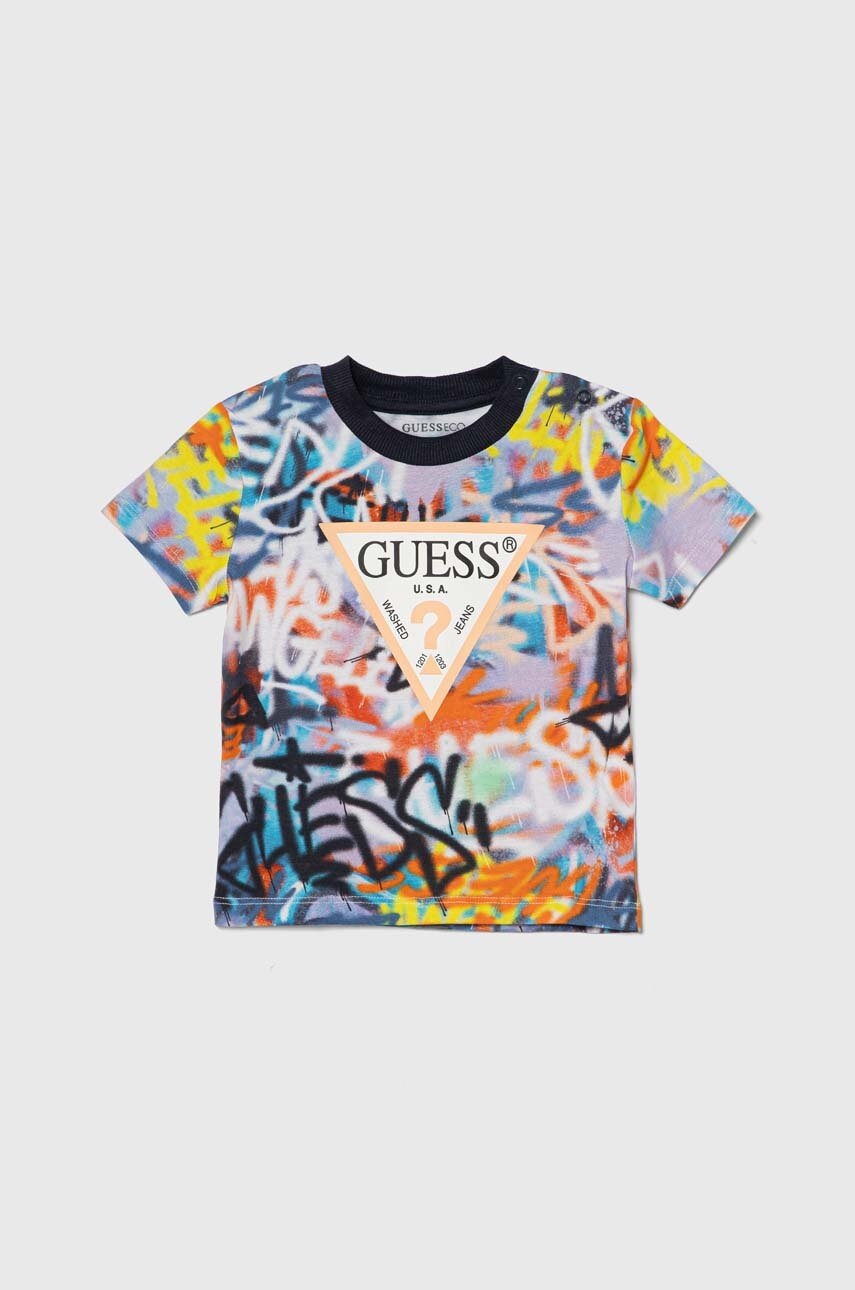

Детска памучна тениска Guess с десен, Многоцветен