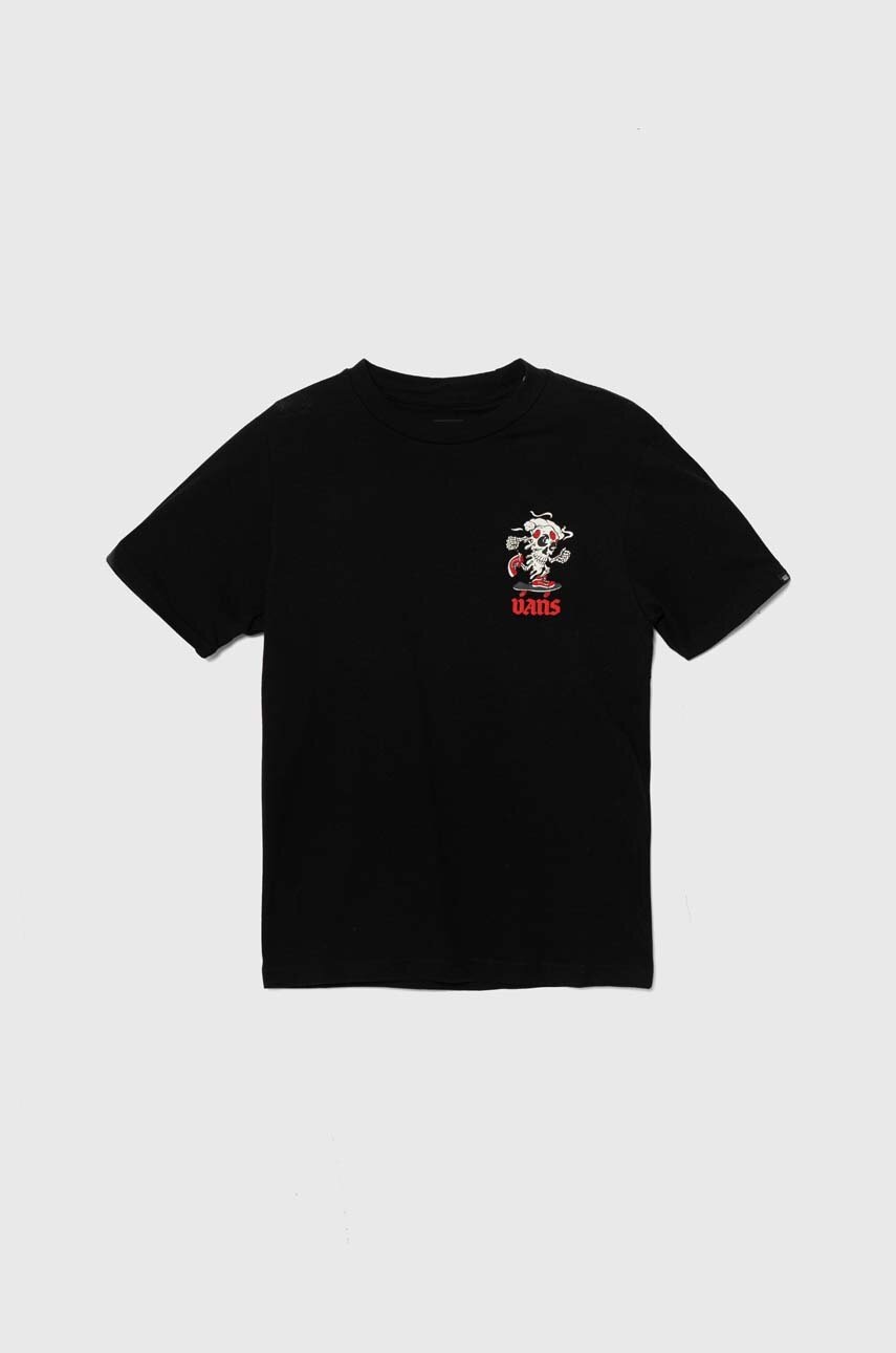 Детская хлопковая футболка Vans PIZZA SKULL SS цвет чёрный с принтом