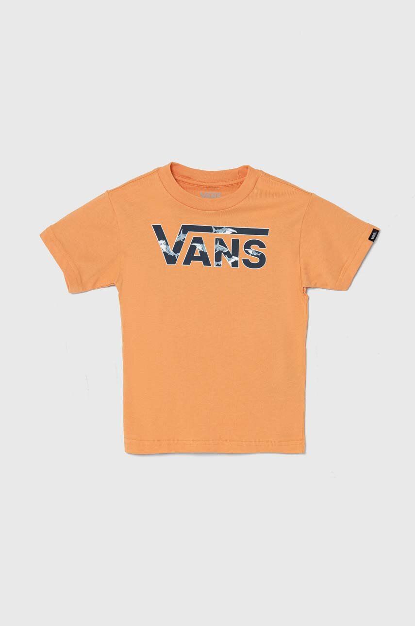 Vans tricou de bumbac pentru copii BY VANS CLASSIC LOGO FILL KIDS culoarea portocaliu, cu imprimeu