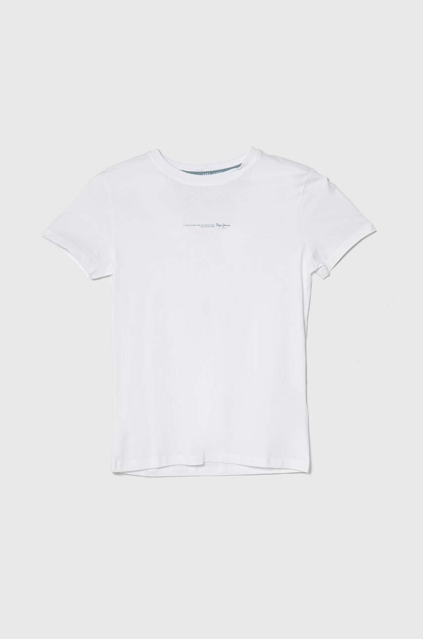 Pepe Jeans tricou de bumbac pentru copii DAVIDE TEE culoarea alb, neted