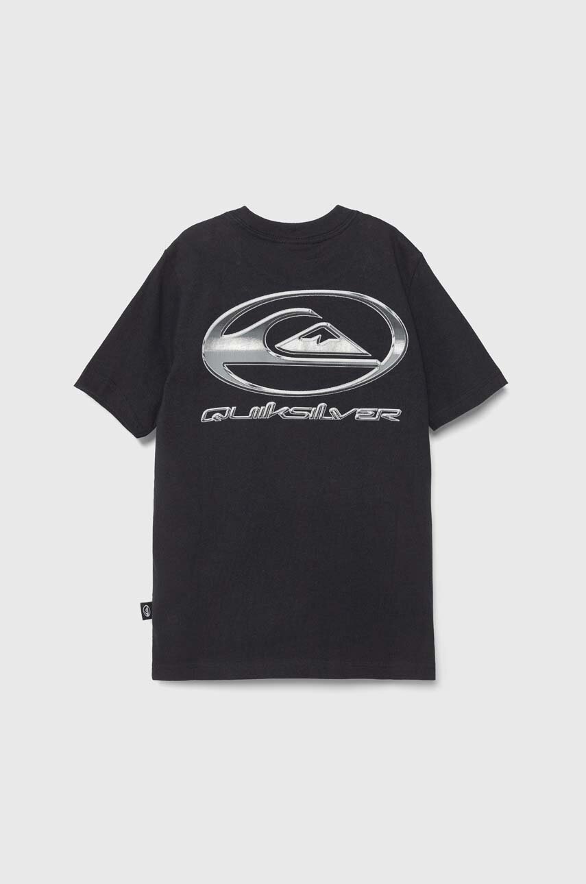 Детская хлопковая футболка Quiksilver CHROME LOGO цвет чёрный с принтом