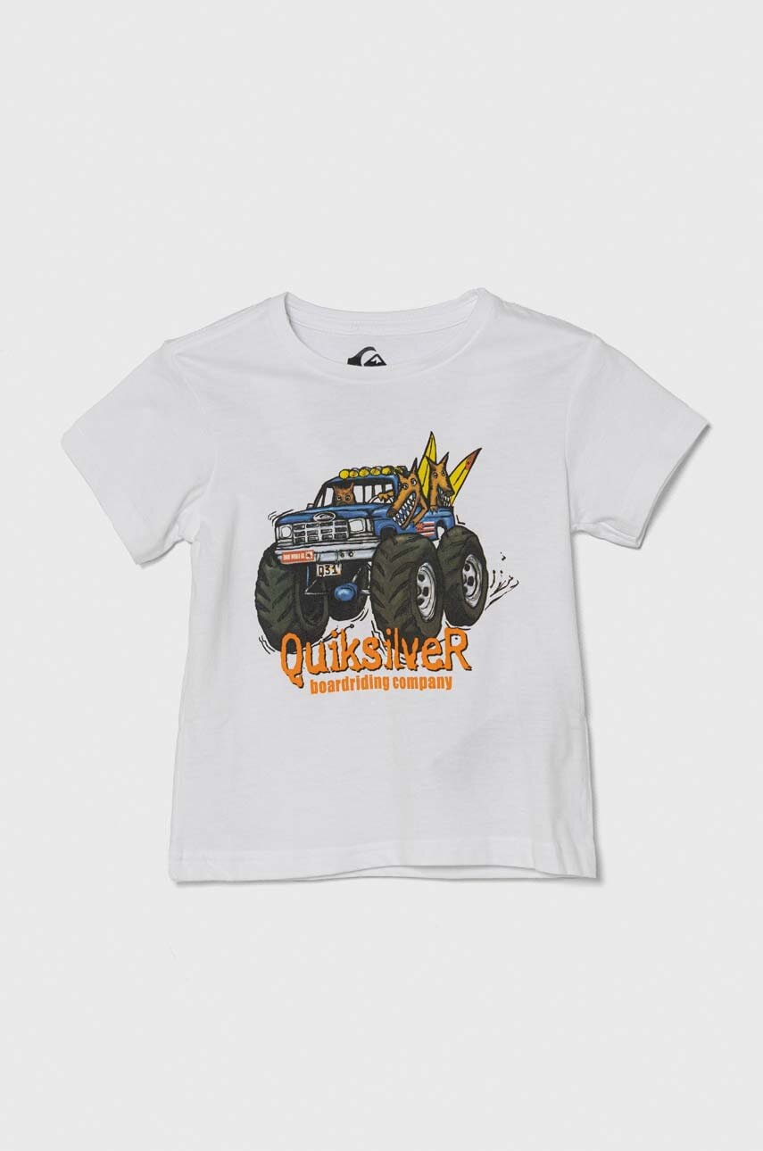 Quiksilver tricou de bumbac pentru copii ALLTERRAINBOY culoarea alb, cu imprimeu