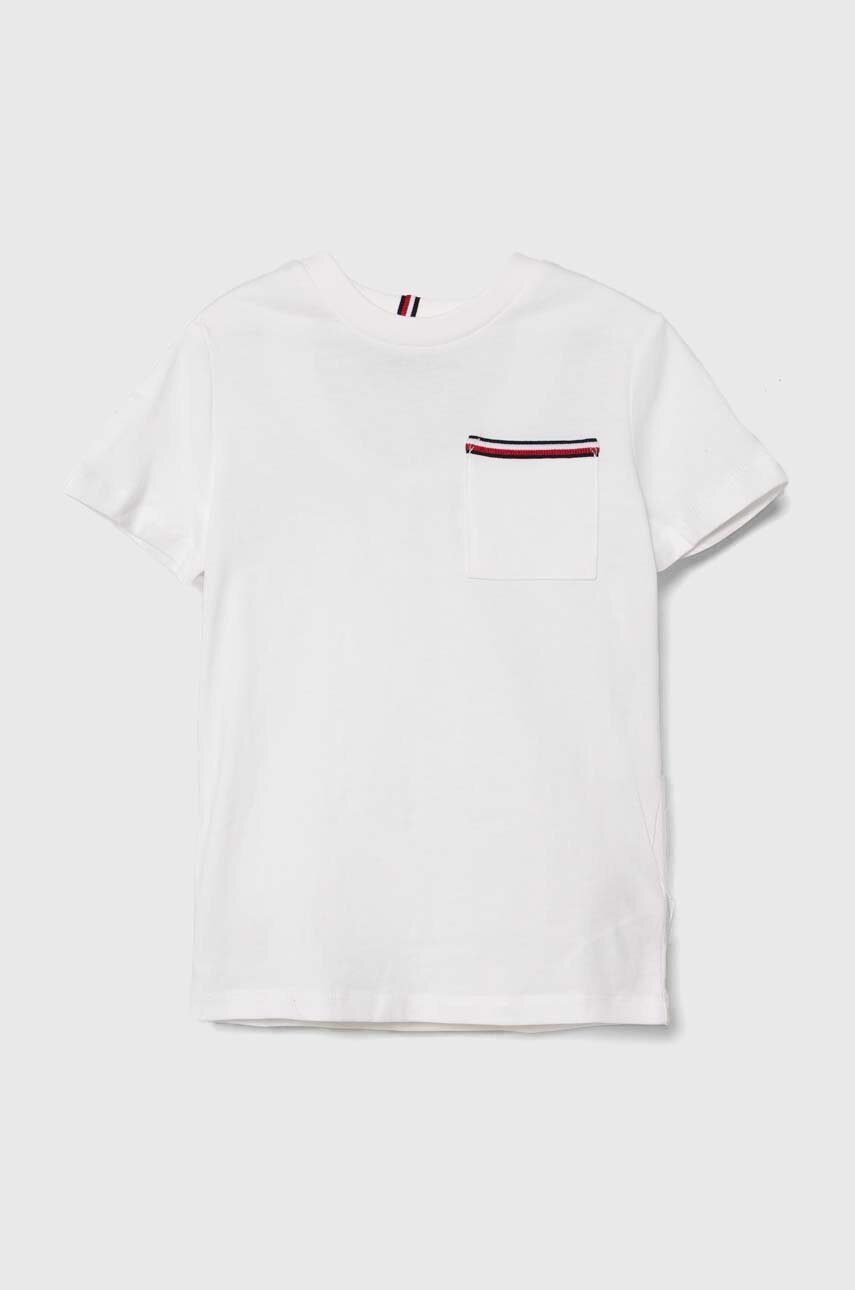 

Детска памучна тениска Tommy Hilfiger в бяло с изчистен дизайн, Бял