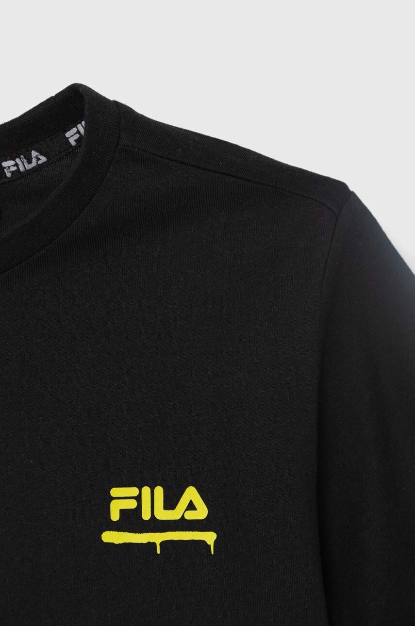 Детская хлопковая футболка Fila LEGAU цвет чёрный с принтом