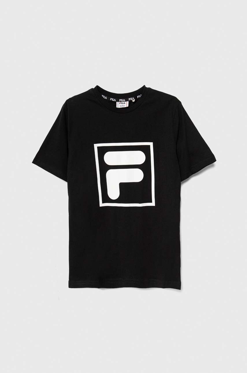 Fila tricou de bumbac pentru copii LEIENKAUL culoarea negru, cu imprimeu