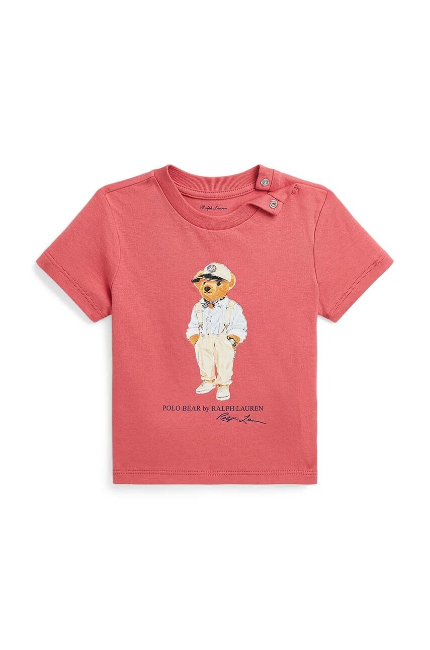 Levně Bavlněné dětské tričko Polo Ralph Lauren červená barva, s potiskem, 320853828032