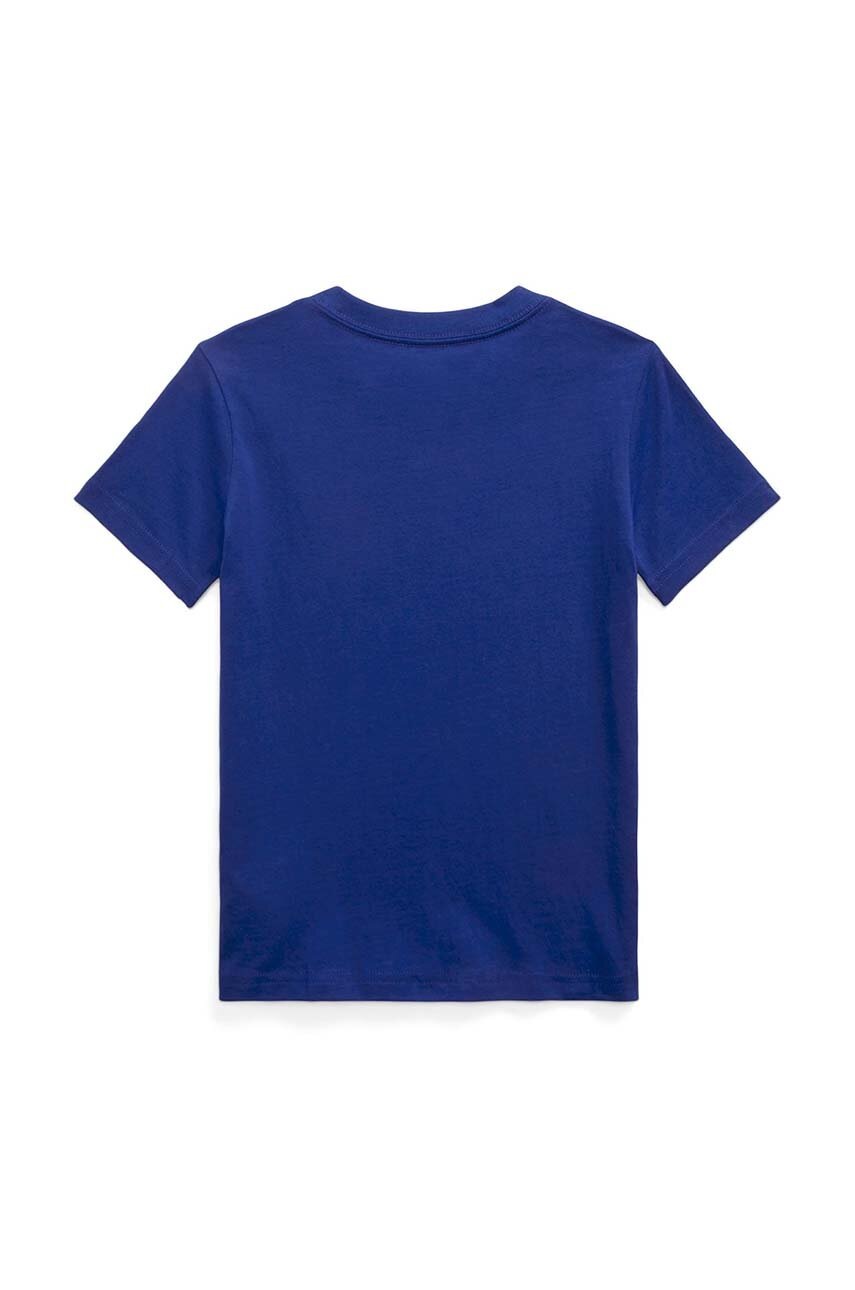 Детская хлопковая футболка Polo Ralph Lauren цвет синий однотонная 322832904092
