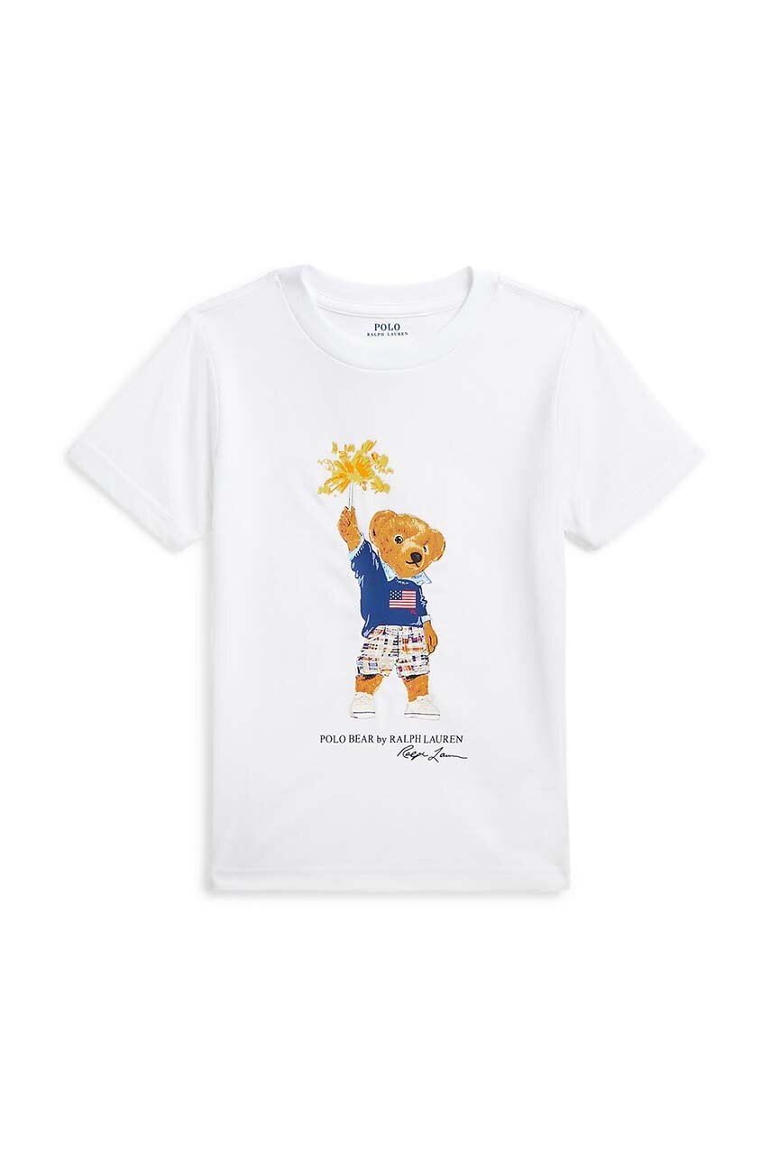 

Детска памучна тениска Polo Ralph Lauren в бяло с принт 322853828034, Бял