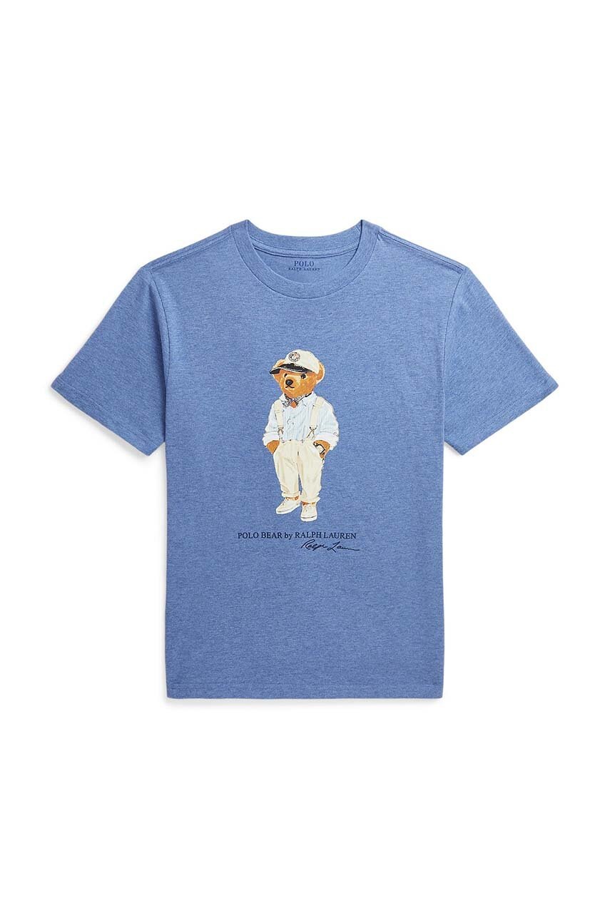 

Детска памучна тениска Polo Ralph Lauren в синьо с принт 323853828036, Син