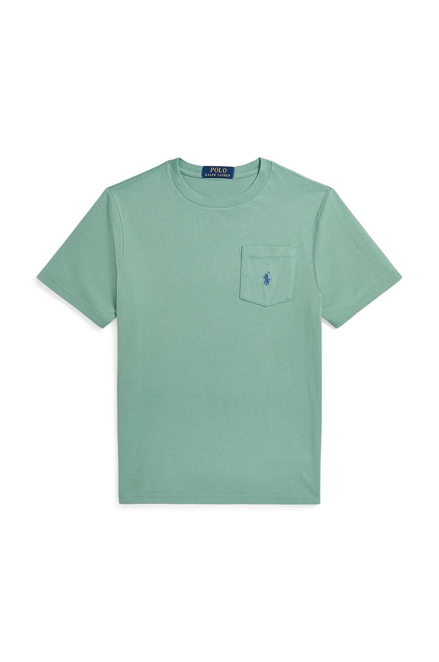 Levně Dětské bavlněné tričko Polo Ralph Lauren zelená barva, 323942066005