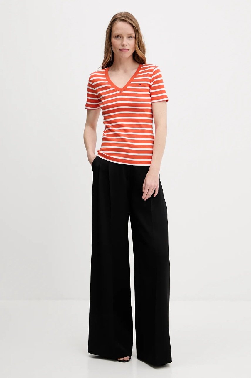 Хлопковая футболка Tommy Hilfiger цвет оранжевый WW0WW40584 Хлопковая футболка Tommy Hilfiger цвет оранжевый WW0WW40584
