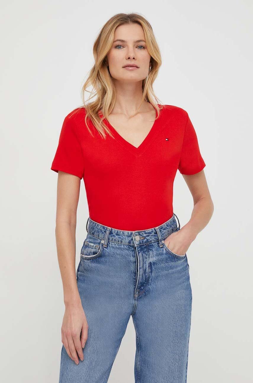 Βαμβακερό μπλουζάκι Tommy Hilfiger χρώμα: κόκκινο, WW0WW40584 φωτογραφία