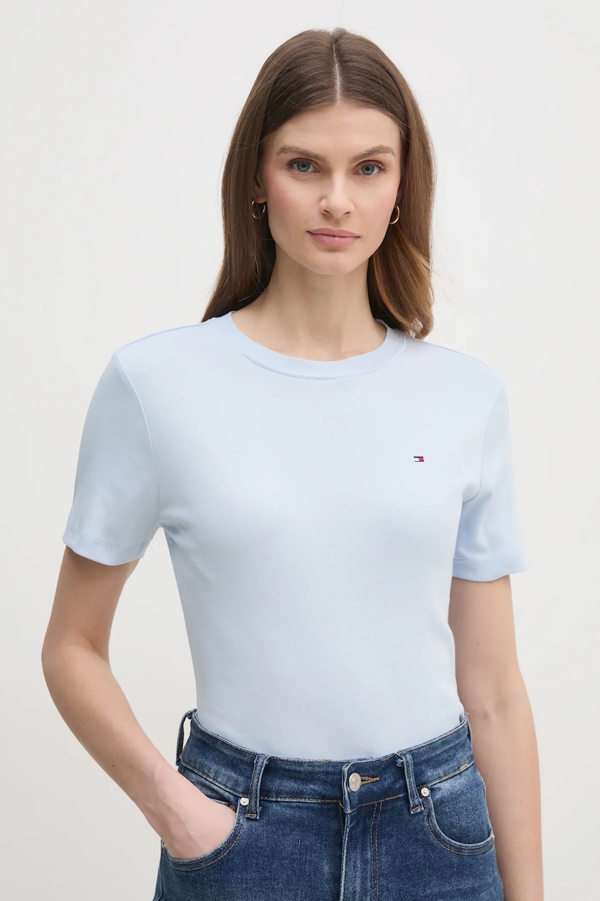 

Памучна тениска Tommy Hilfiger в бяло WW0WW40587, Син