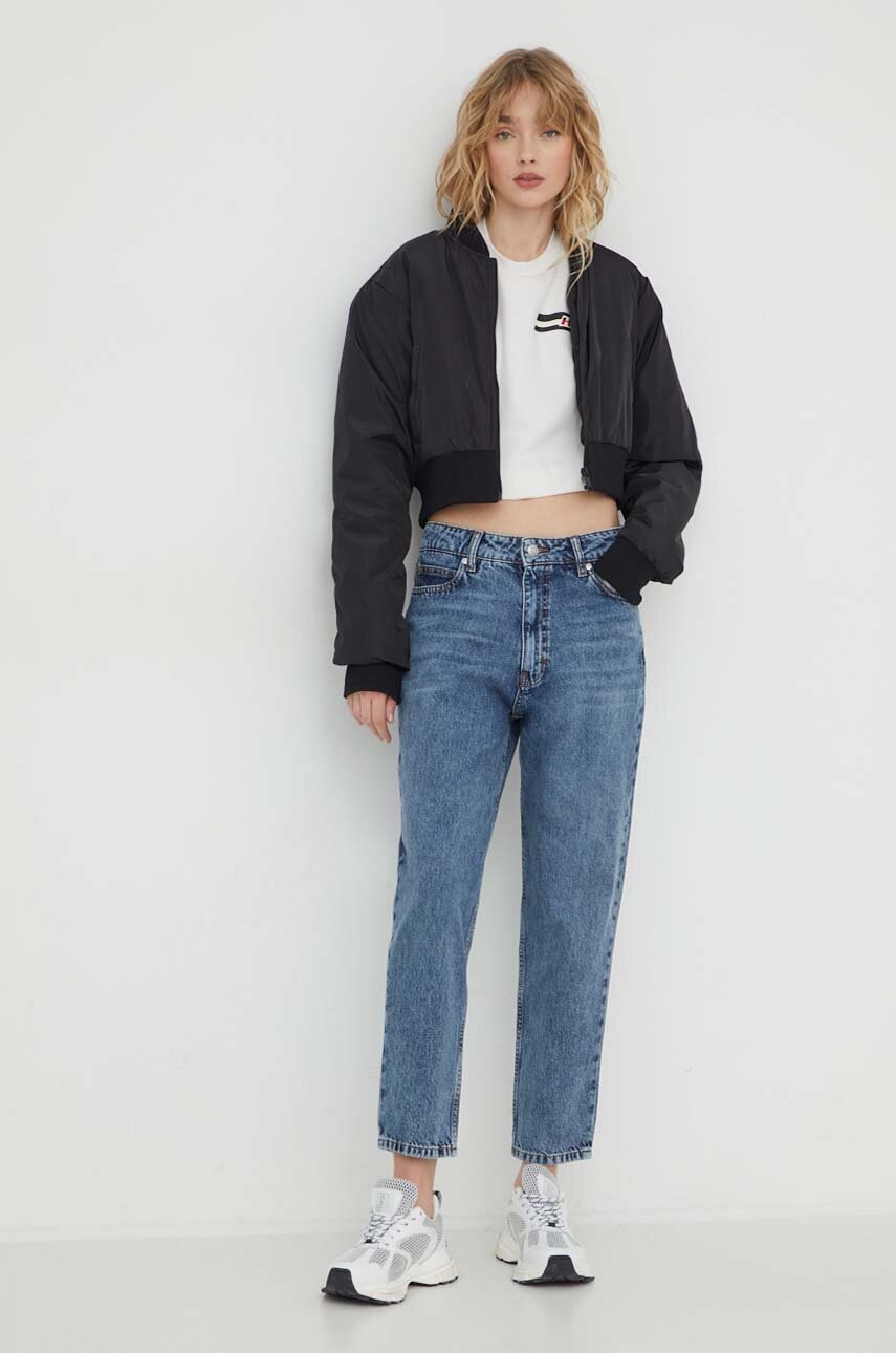 Βαμβακερό μπλουζάκι HUGO γυναικεία, χρώμα: μπεζ φωτογραφία