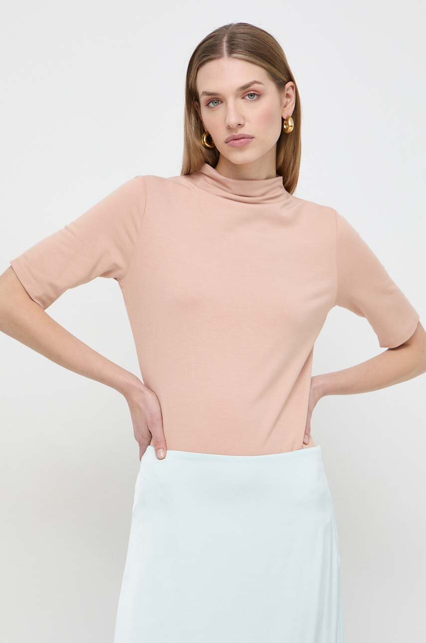 BOSS tricou femei, culoarea bej, cu turtleneck 50506810