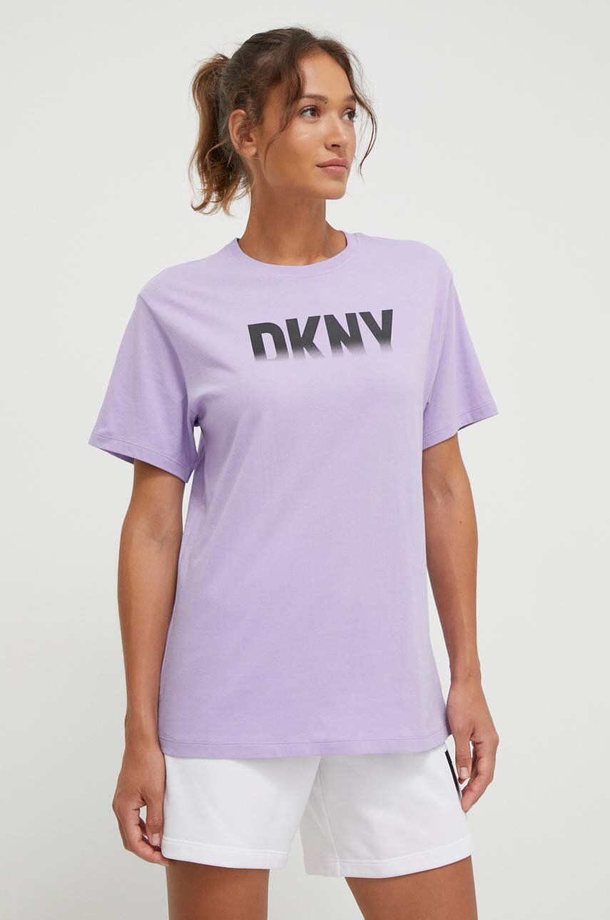 Levně Bavlněné tričko Dkny fialová barva, DP3T9626