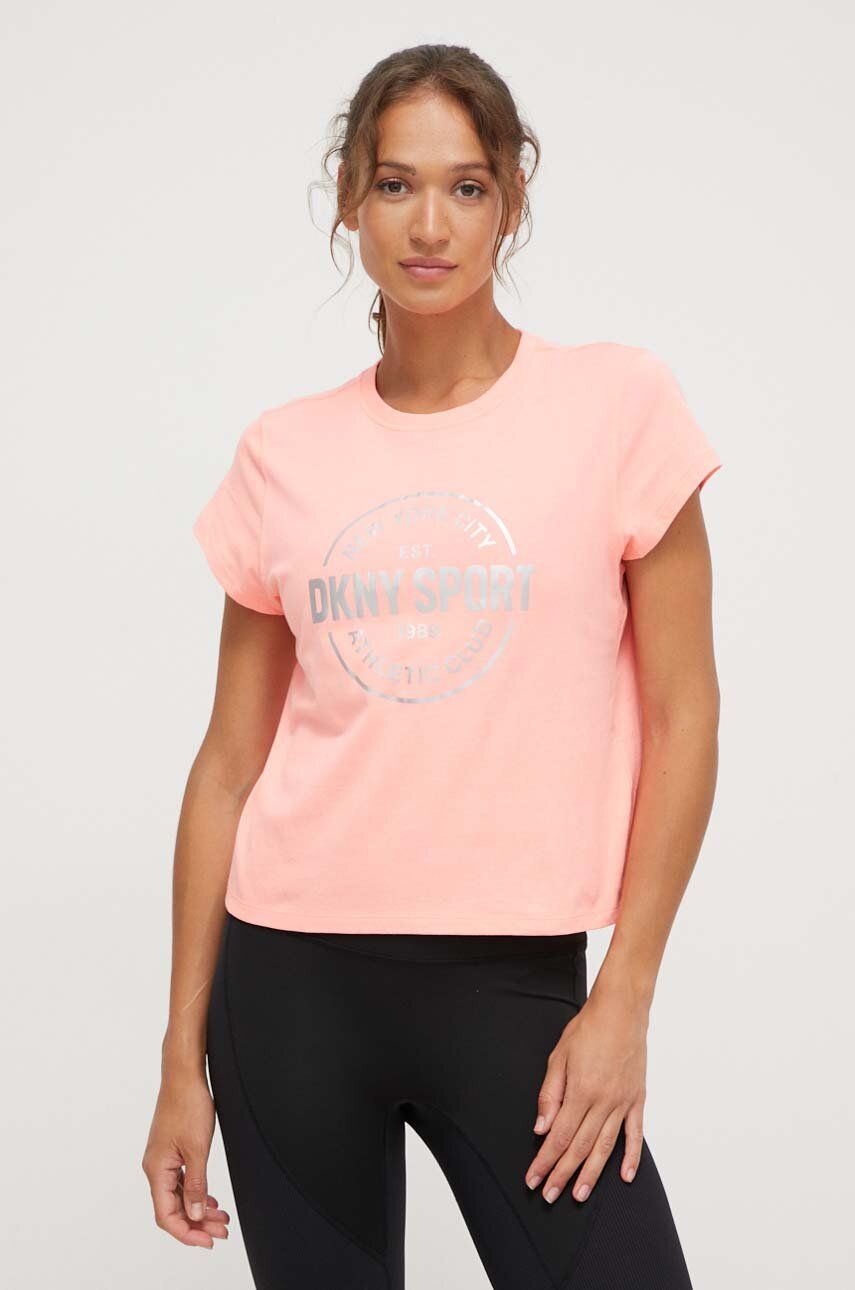 Levně Bavlněné tričko Dkny růžová barva, DP3T9563