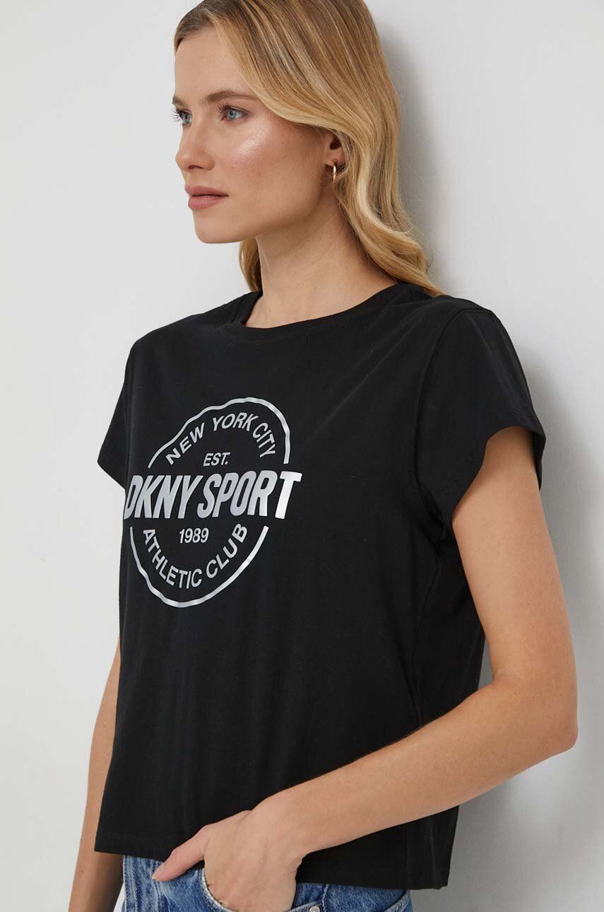 Dkny tricou din bumbac femei, culoarea negru