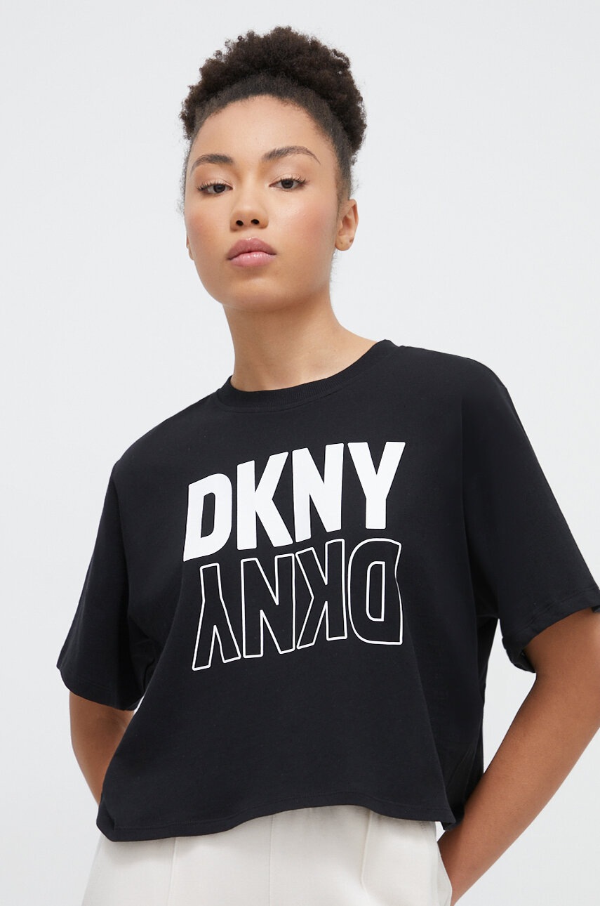 Dkny tricou din bumbac femei, culoarea negru