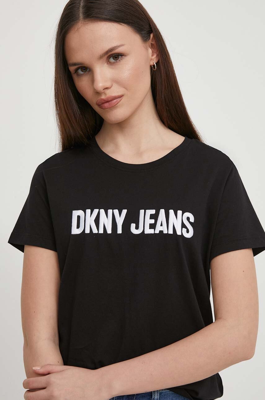 Μπλουζάκι DKNY χρώμα: μαύρο φωτογραφία