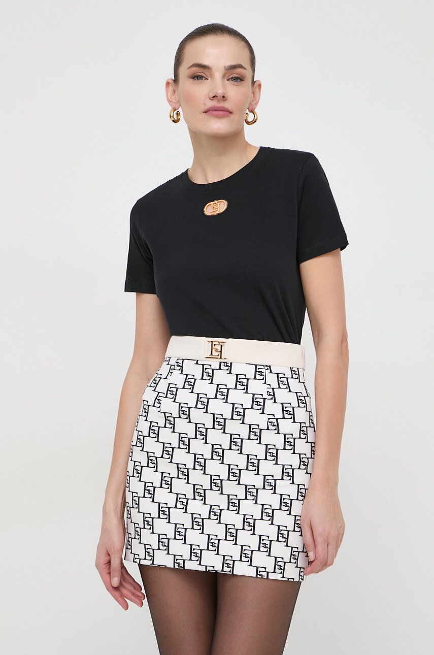 Elisabetta Franchi tricou din bumbac femei, culoarea negru -
