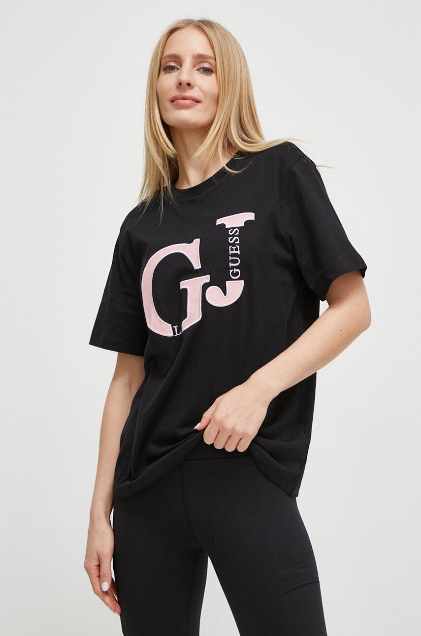 

Бавовняна футболка Guess жіночий колір чорний