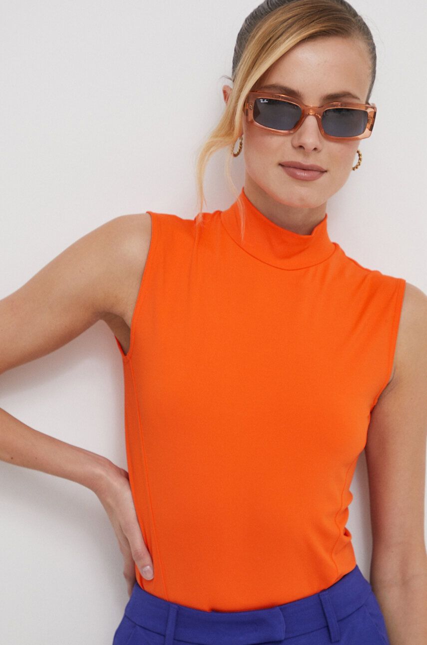 Levně Body Calvin Klein dámské, oranžová barva, s pologolfem