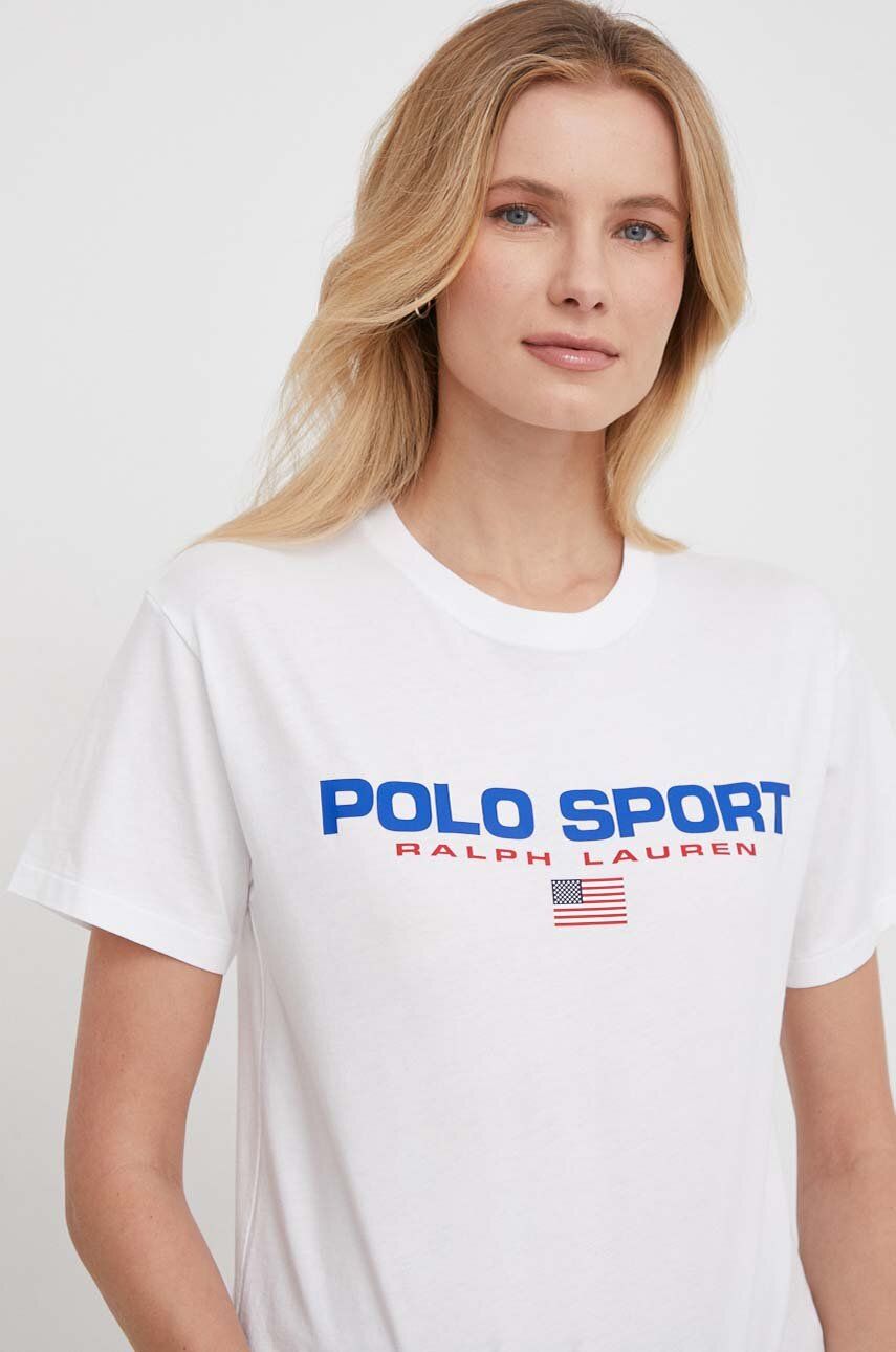 Levně Bavlněné tričko Polo Ralph Lauren bílá barva, 211936915
