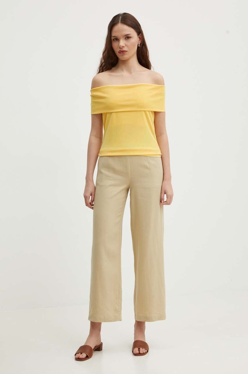 Μπλουζάκι Lauren Ralph Lauren χρώμα: κίτρινο φωτογραφία