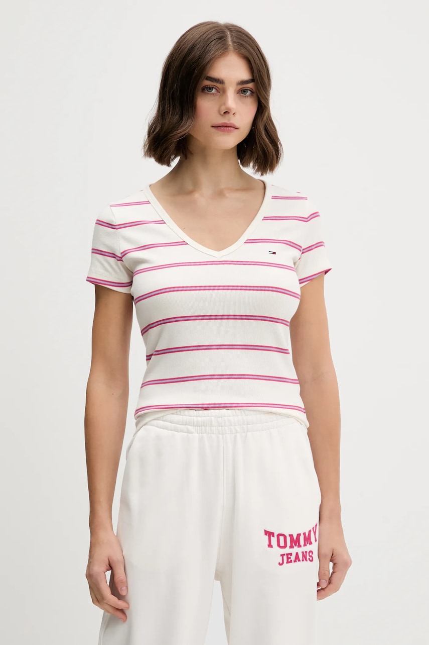 Tommy Jeans tricou culoarea galben, DW0DW17385