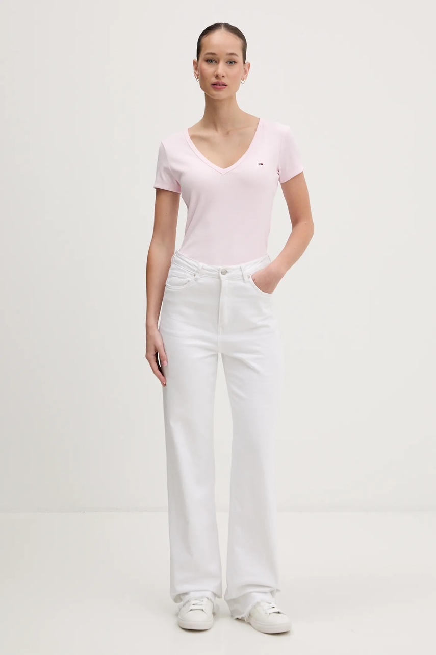 Tommy Jeans T-shirt γυναικείο από βαμβάκι με ελαστάν