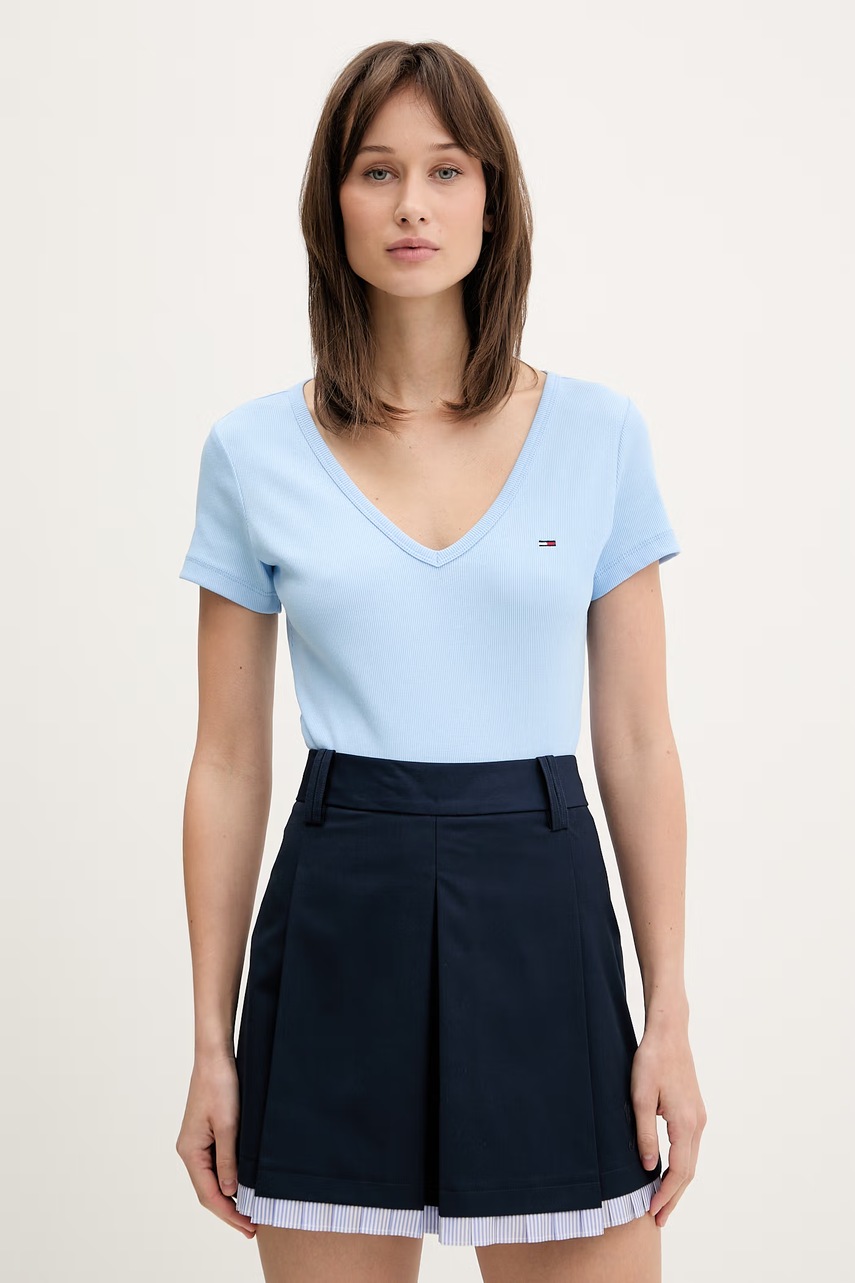 Tommy Jeans t-shirt γυναικείο βαμβακερό με ελαστάν