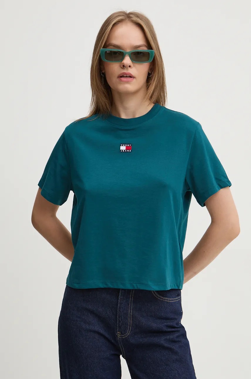 

Тениска Tommy Jeans в зелено DW0DW17391, Тюркоазен