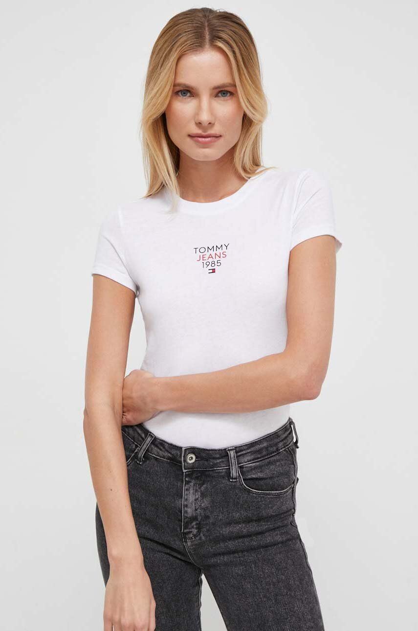 Tommy Jeans tricou femei, culoarea alb DW0DW17357