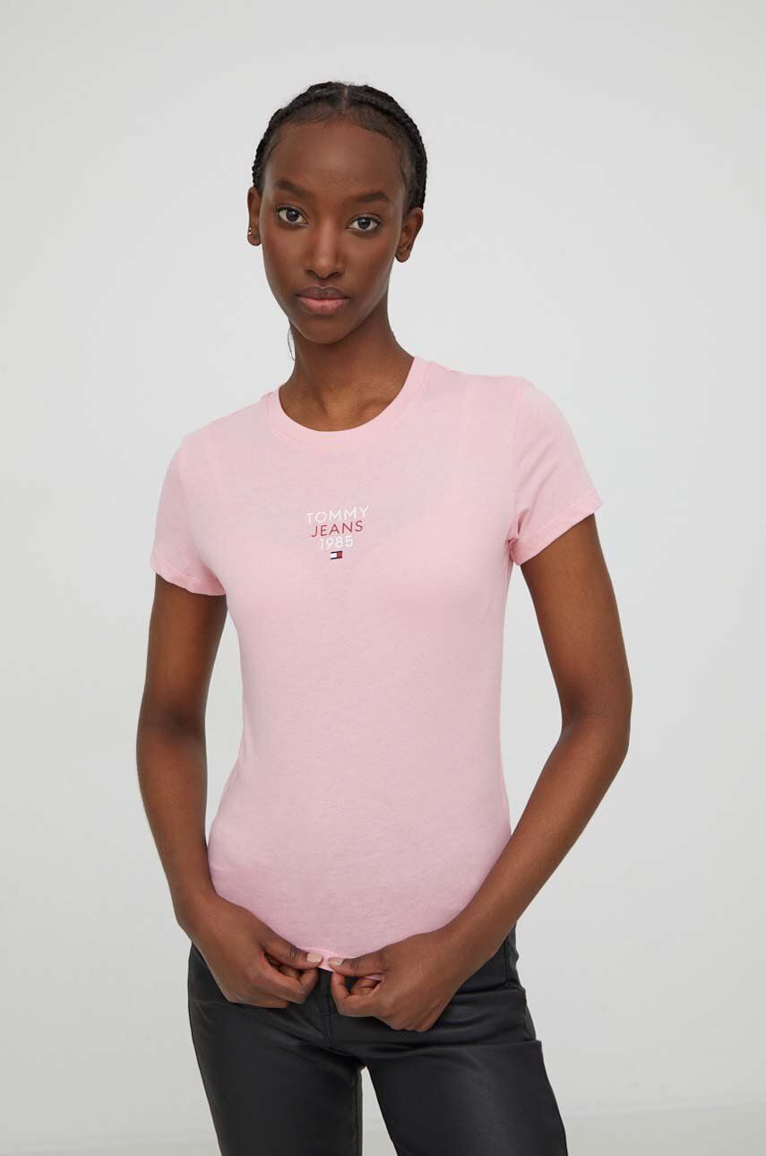 Tričko Tommy Jeans růžová barva, DW0DW17357