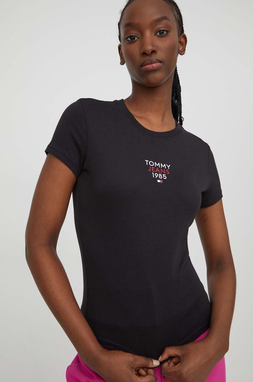Tommy Jeans tricou femei, culoarea negru DW0DW17357