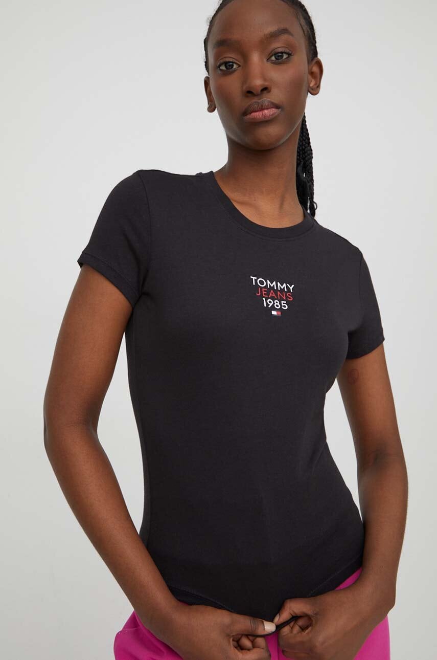 Tommy Jeans tricou femei, culoarea negru