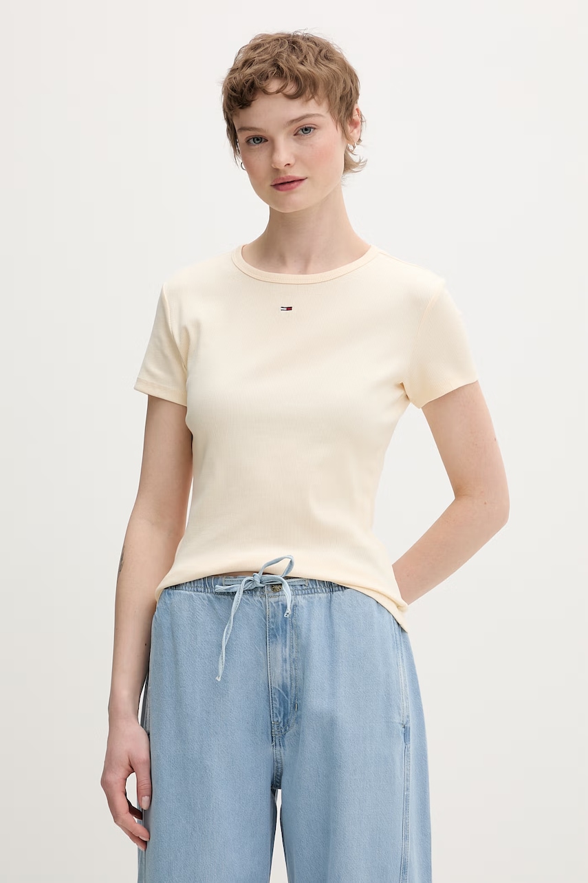 Tommy Jeans basic t-shirt γυναικείο βαμβακερό με ελαστάν
