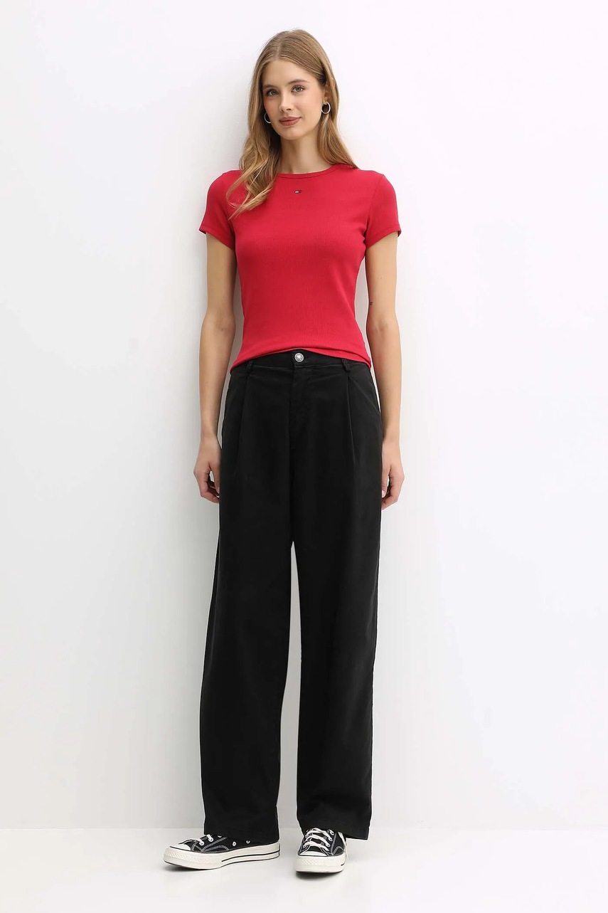 Tommy Jeans basic t-shirt γυναικείο βαμβακερό με ελαστάν