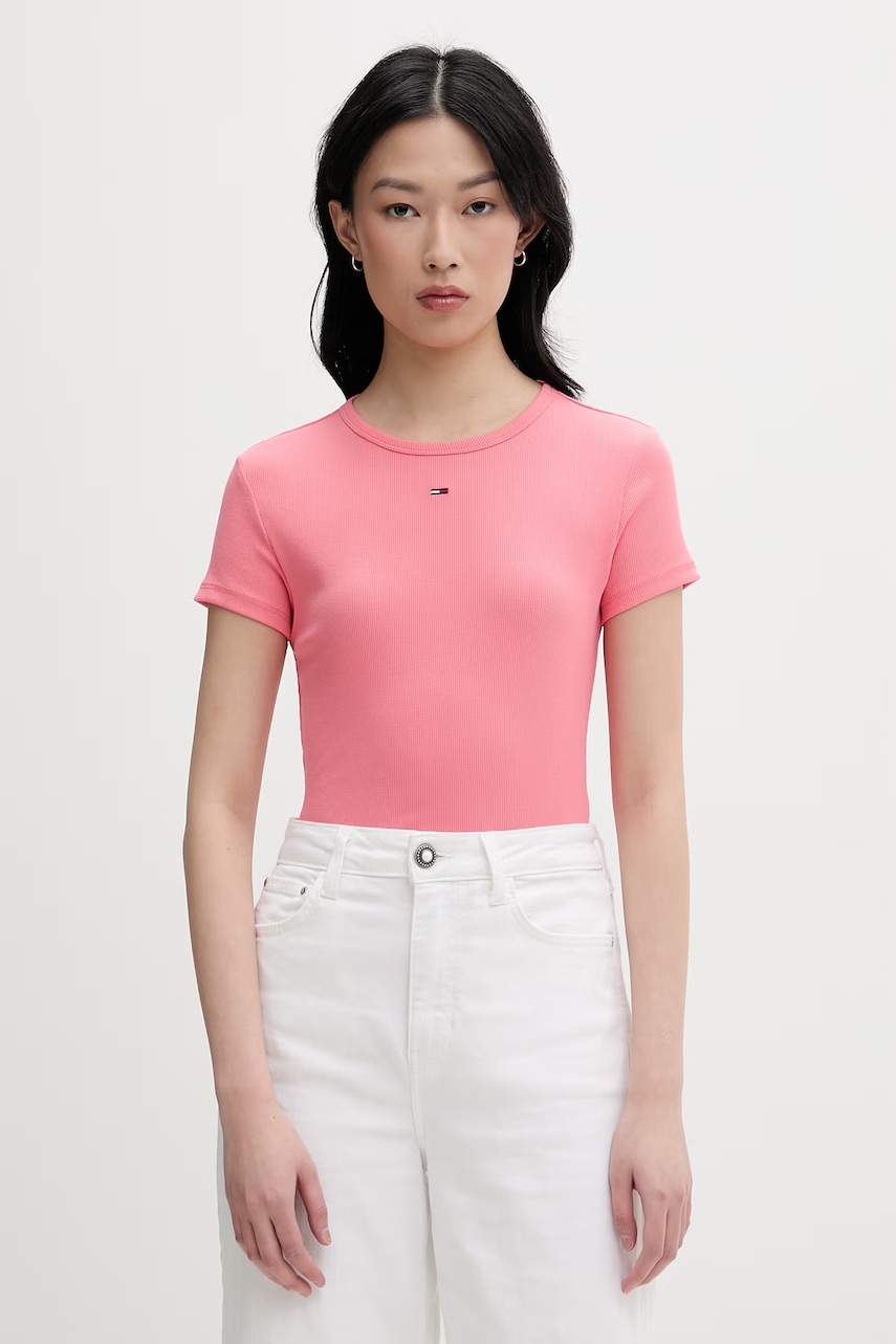 Tommy Jeans βασικό t-shirt γυναικείο βαμβακερό με ελαστάν